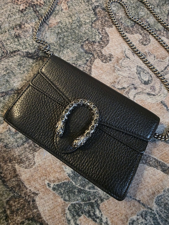 Gucci Handbags - Gucci Dionysus Super Mini Leather Bag in Black